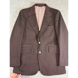 VTG 1960s Blazer Jacket Mens Red Black Textured Lined Sport Coat Preppy Medium